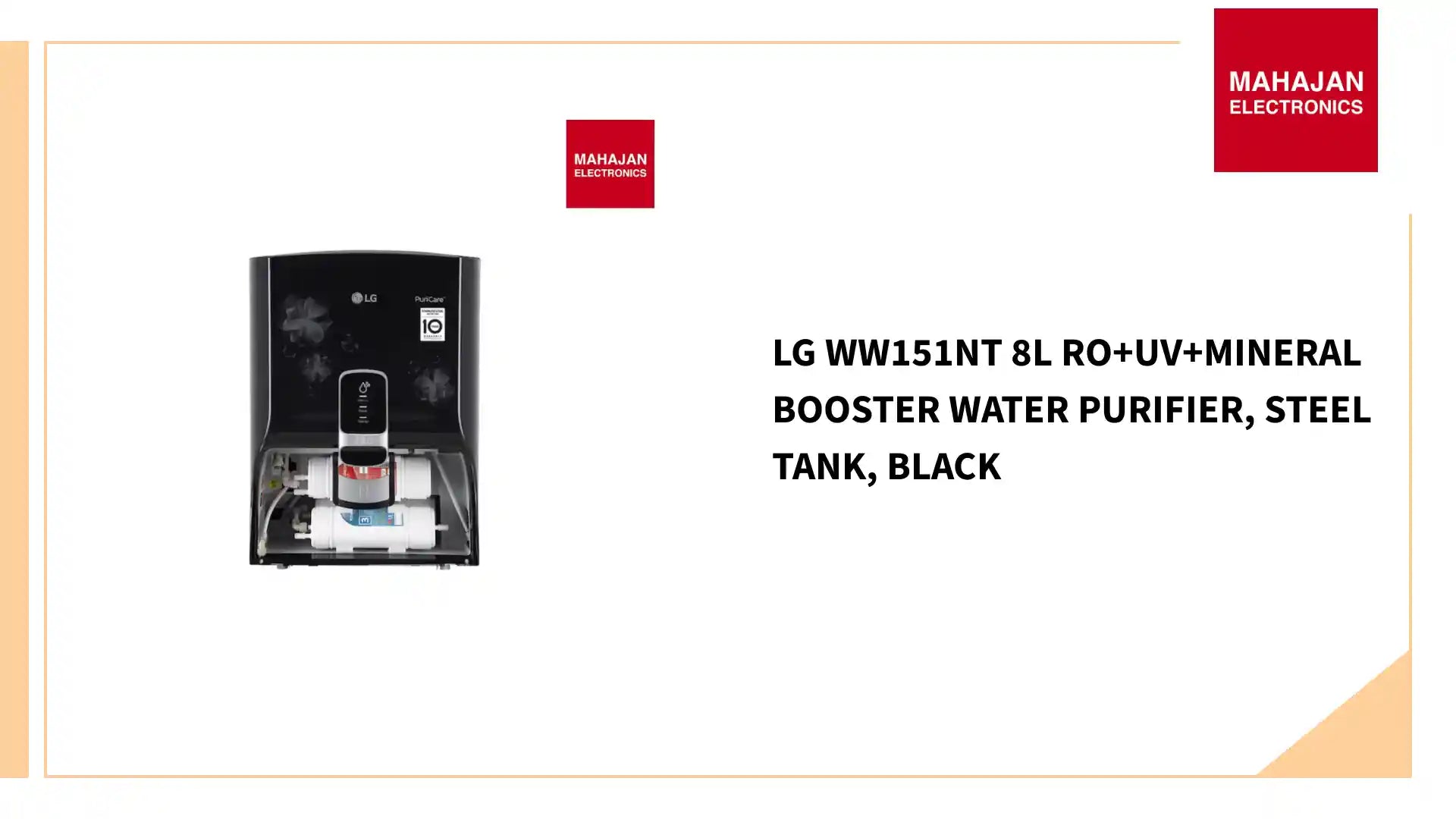 LG WW151NT 8L RO+UV+Mineral Booster Water Purifier, Steel Tank, Black by@Outfy