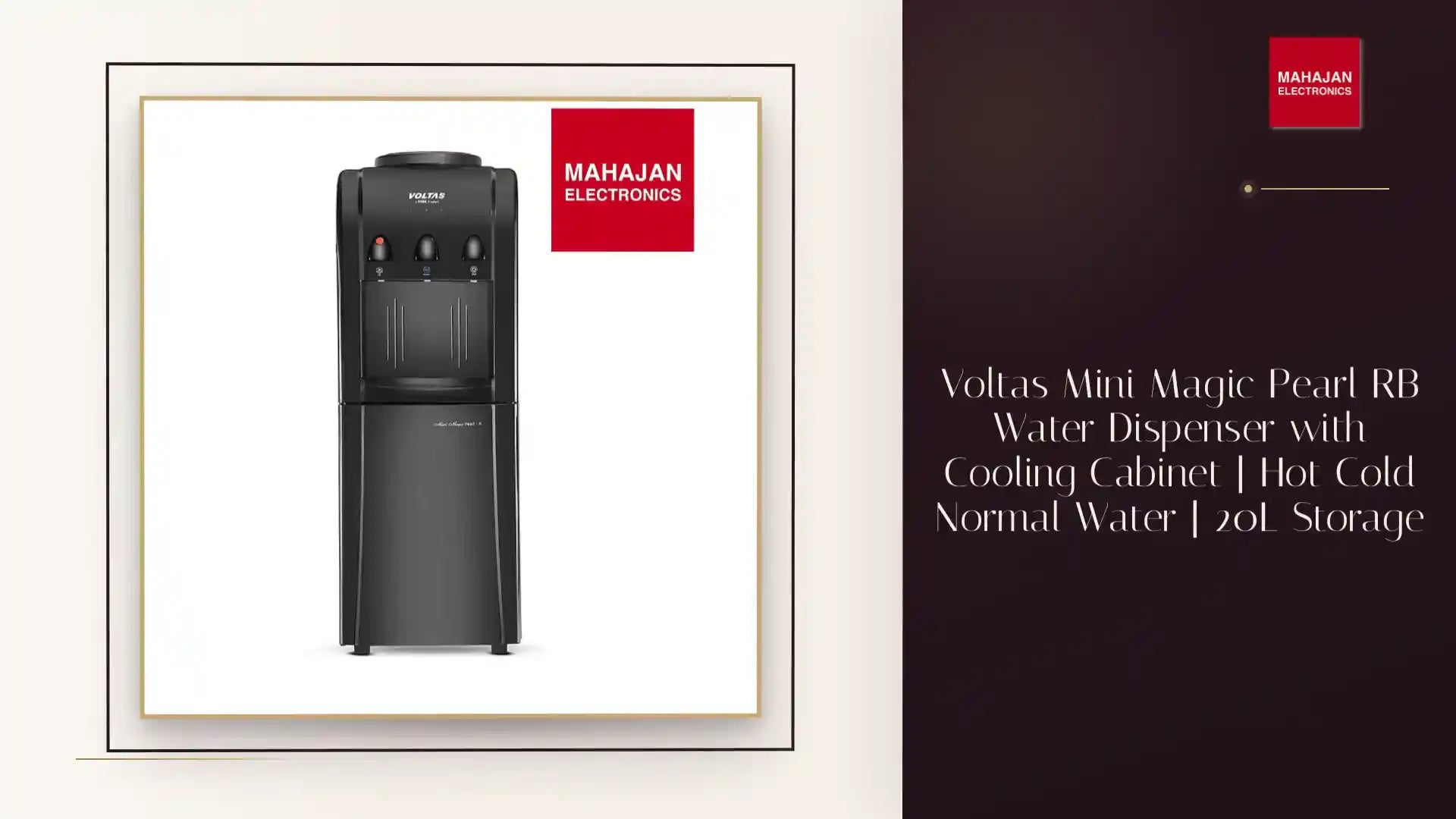 Voltas Mini Magic Pearl RB Water Dispenser with Cooling Cabinet | Hot Cold Normal Water | 20L Storage by@Outfy