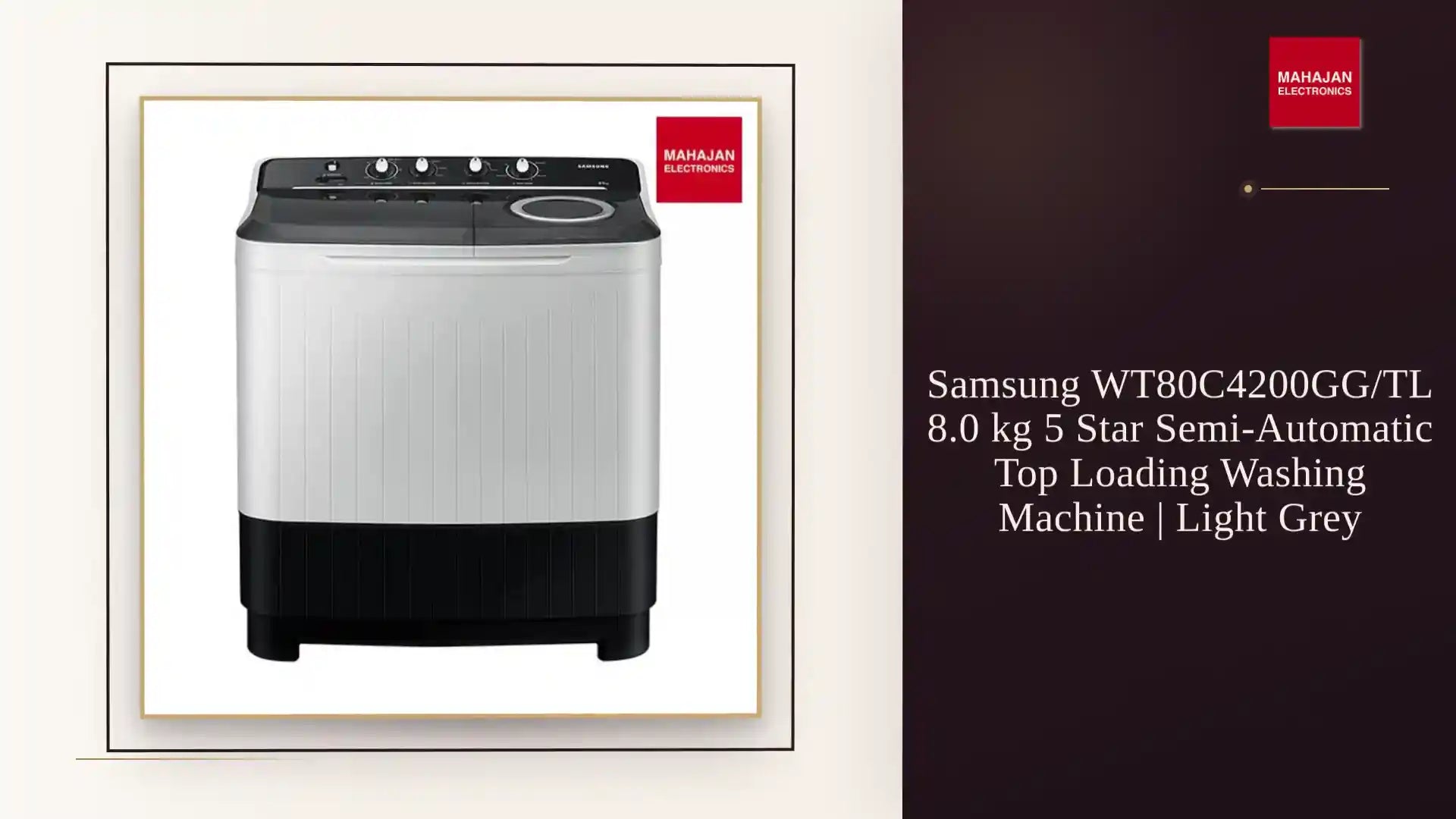 Samsung WT80C4200GG/TL 8.0 kg 5 Star Semi-Automatic Top Loading Washing Machine | Light Grey by@Outfy