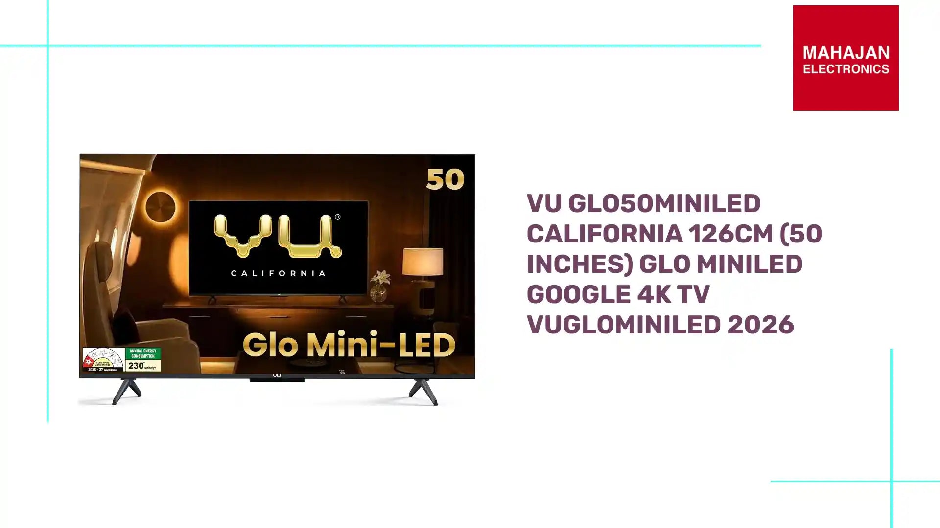 Vu GLO50MINILED California 126cm (50 inches) Glo MiniLED Google 4K TV VUGLOMINILED 2026 by@Outfy