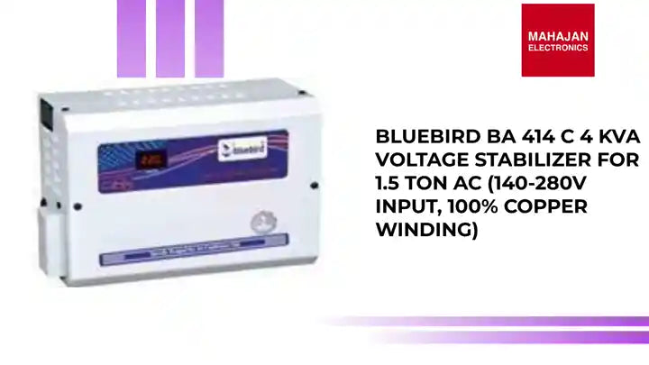 Bluebird BA 414 C 4 KVA Voltage Stabilizer for 1.5 Ton AC (140-280V Input, 100% Copper Winding) by@Outfy