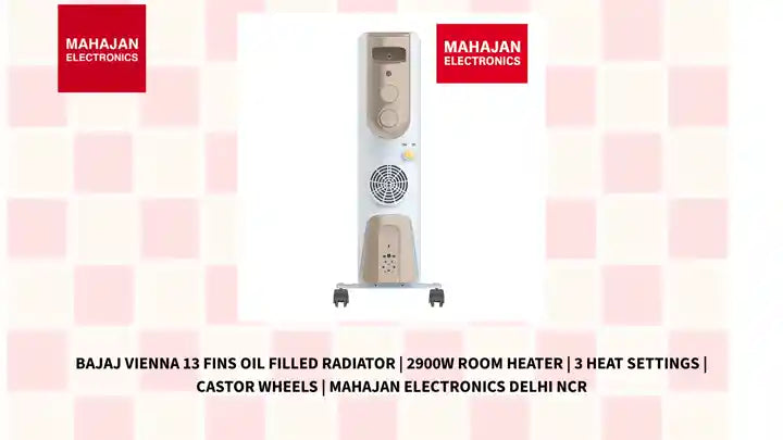 Bajaj Vienna 13 Fins Oil Filled Radiator | 2900W Room Heater | 3 Heat Settings | Castor Wheels | Mahajan Electronics Delhi NCR by@Outfy