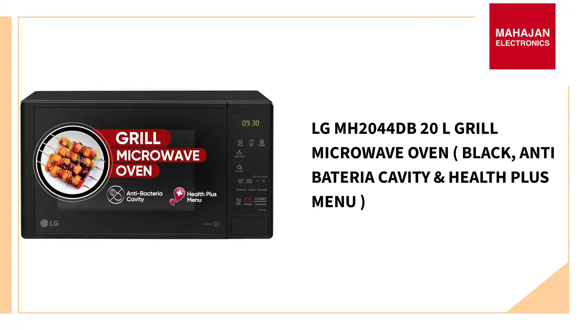 LG MH2044DB 20 L Grill Microwave Oven ( Black, Anti Bateria Cavity & Health Plus Menu ) by@Outfy