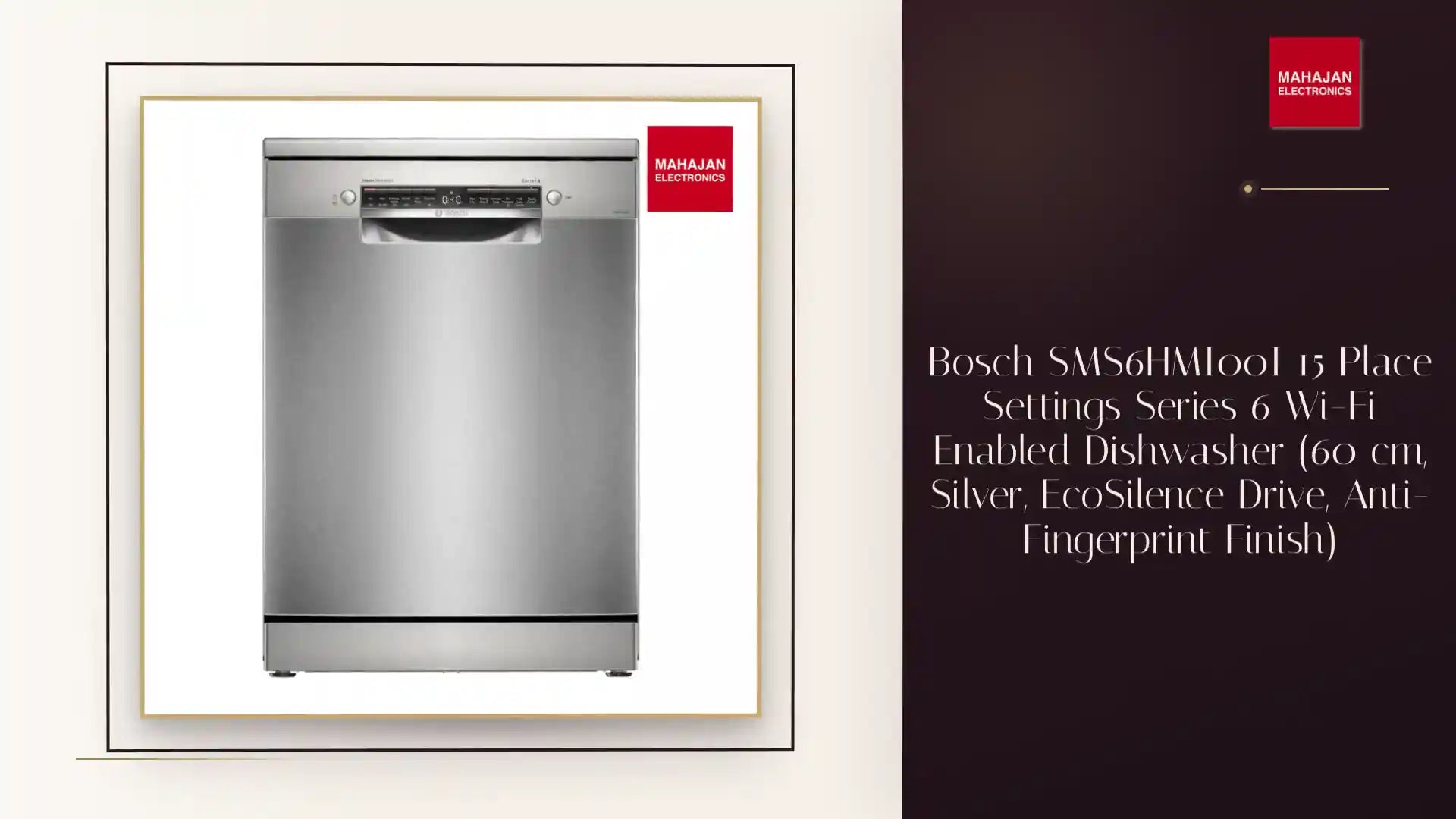 Bosch SMS6HMI00I 15 Place Settings Series 6 Wi-Fi Enabled Dishwasher (60 cm, Silver, EcoSilence Drive, Anti-Fingerprint Finish) by@Outfy
