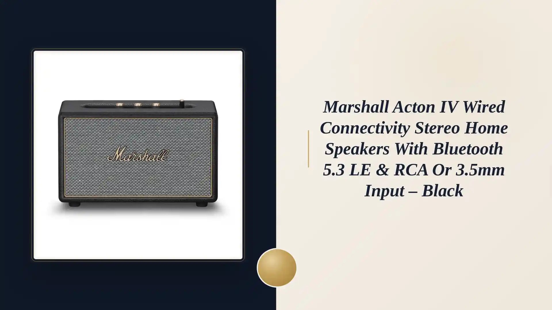 Marshall Acton IV Wired Connectivity Stereo Home Speakers with Bluetooth 5.3 LE & RCA or 3.5mm Input – Black by@Outfy