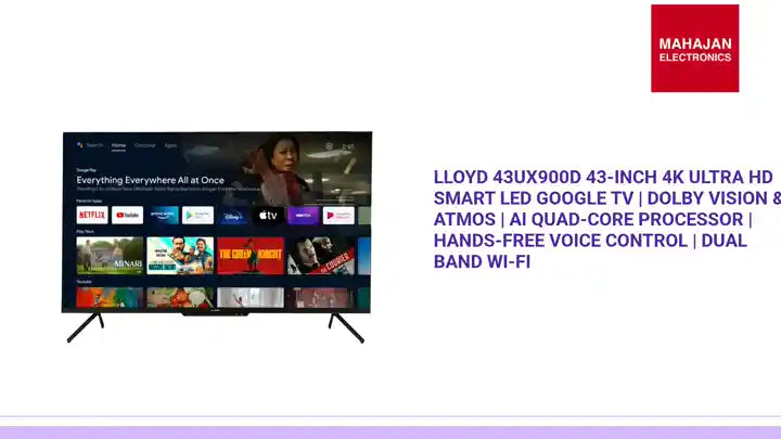 Lloyd 43UX900D 43-Inch 4K Ultra HD Smart LED Google TV | Dolby Vision & Atmos | AI Quad-Core Processor | Hands-Free Voice Control | Dual Band Wi-Fi by@Outfy