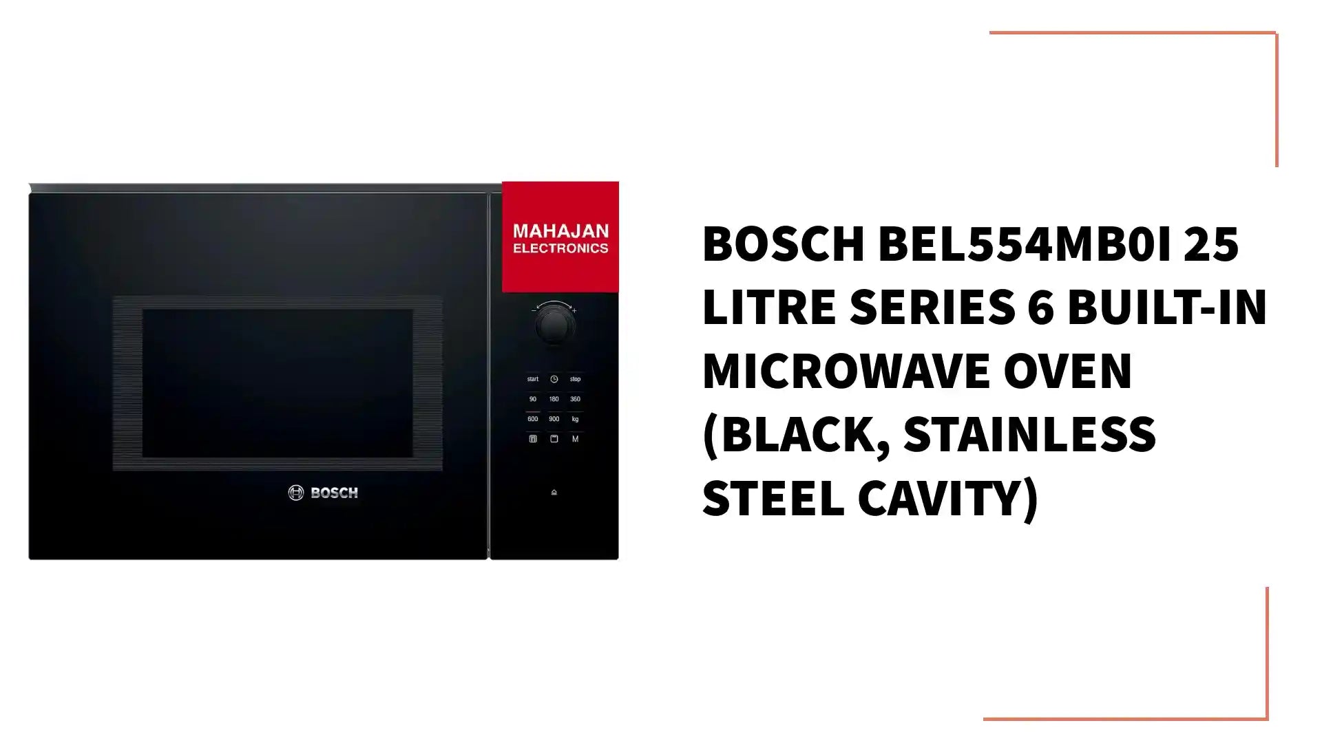 Bosch BEL554MB0I 25 Litre Series 6 Built-In Microwave Oven (Black, Stainless Steel Cavity) by@Outfy
