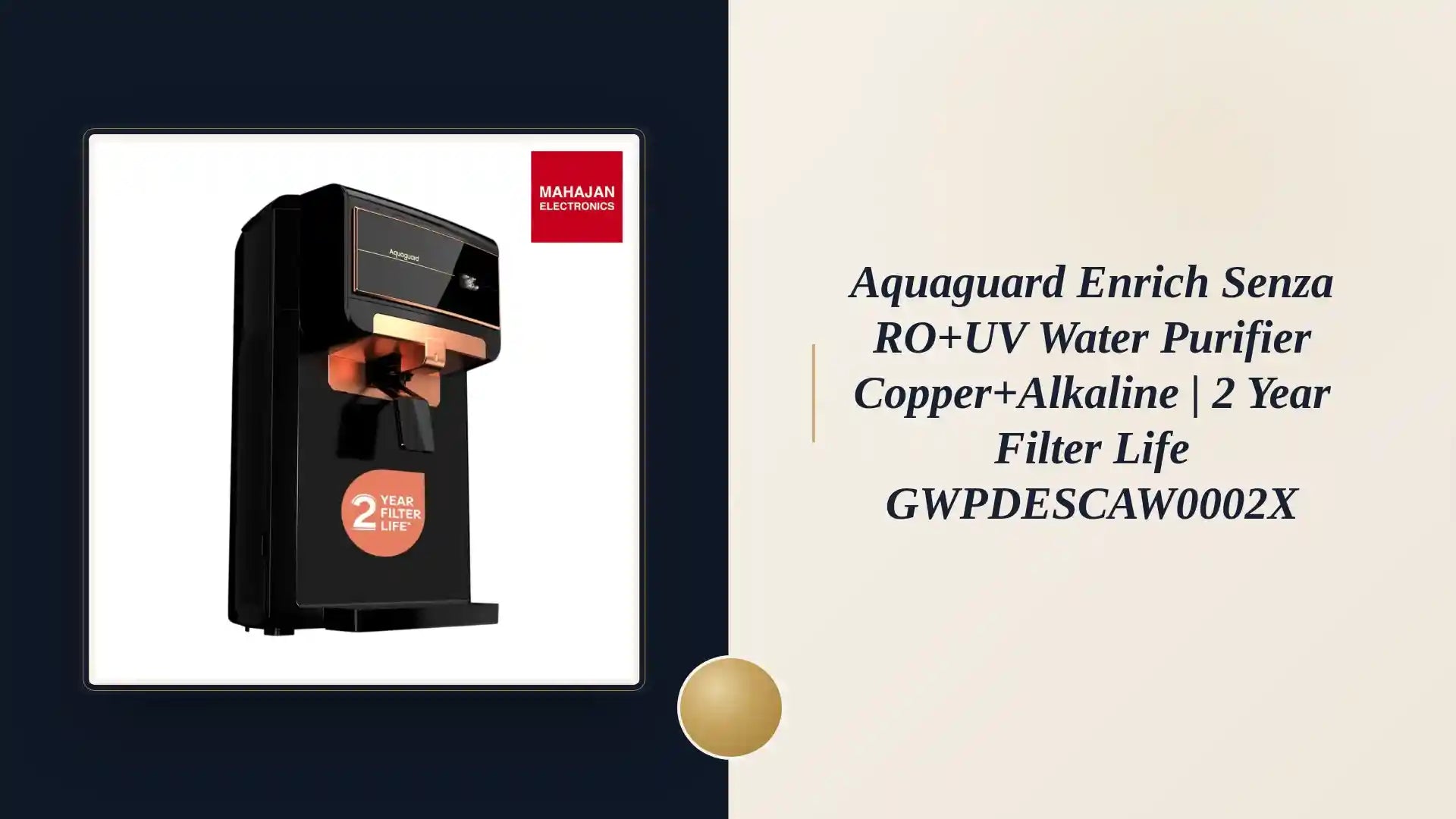 Aquaguard Enrich Senza RO+UV Water Purifier Copper+Alkaline | 2 Year Filter Life GWPDESCAW0002X by@Outfy