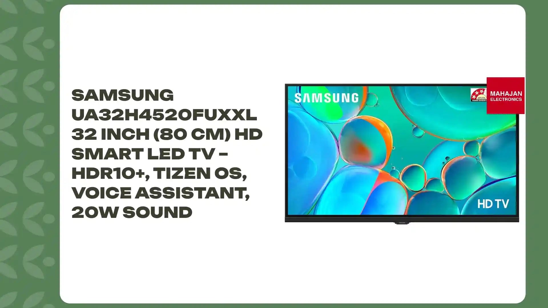 Samsung UA32H4520FUXXL 32 Inch (80 cm) HD Smart LED TV – HDR10+, Tizen OS, Voice Assistant, 20W Sound by@Outfy
