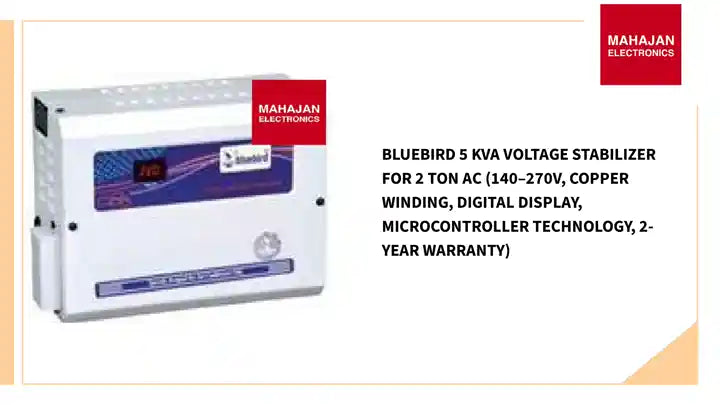 Bluebird 5 KVA Voltage Stabilizer for 2 Ton AC (140–270V, Copper Winding, Digital Display, Microcontroller Technology, 2-Year Warranty) by@Outfy