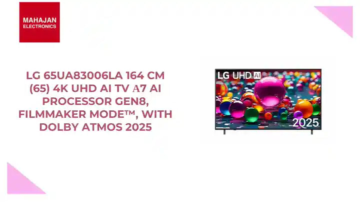 LG 65UA83006LA 164 cm (65) 4K UHD AI TV α7 AI Processor Gen8, FILMMAKER MODE™, with Dolby Atmos 2025 by@Outfy