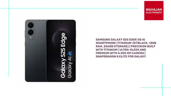 Samsung Galaxy S25 Edge 5G AI Smartphone (Titanium JetBlack, 12GB RAM, 256GB Storage) | Precision Built with Titanium | Ultra-Sleek and Premium with a 200 MP Camera | Snapdragon 8 Elite for Galaxy by@Outfy