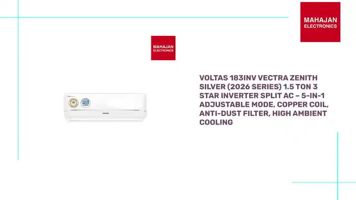 Voltas 183Inv VECTRA ZENITH SILVER (2026 Series) 1.5 Ton 3 Star Inverter Split AC – 5-in-1 Adjustable Mode, Copper Coil, Anti-Dust Filter, High Ambient Cooling by@Outfy