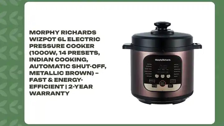 Morphy Richards WizPot 6L Electric Pressure Cooker (1000W, 14 Presets, Indian Cooking, Automatic Shut-Off, Metallic Brown) – Fast & Energy-Efficient | 2-Year Warranty by@Outfy