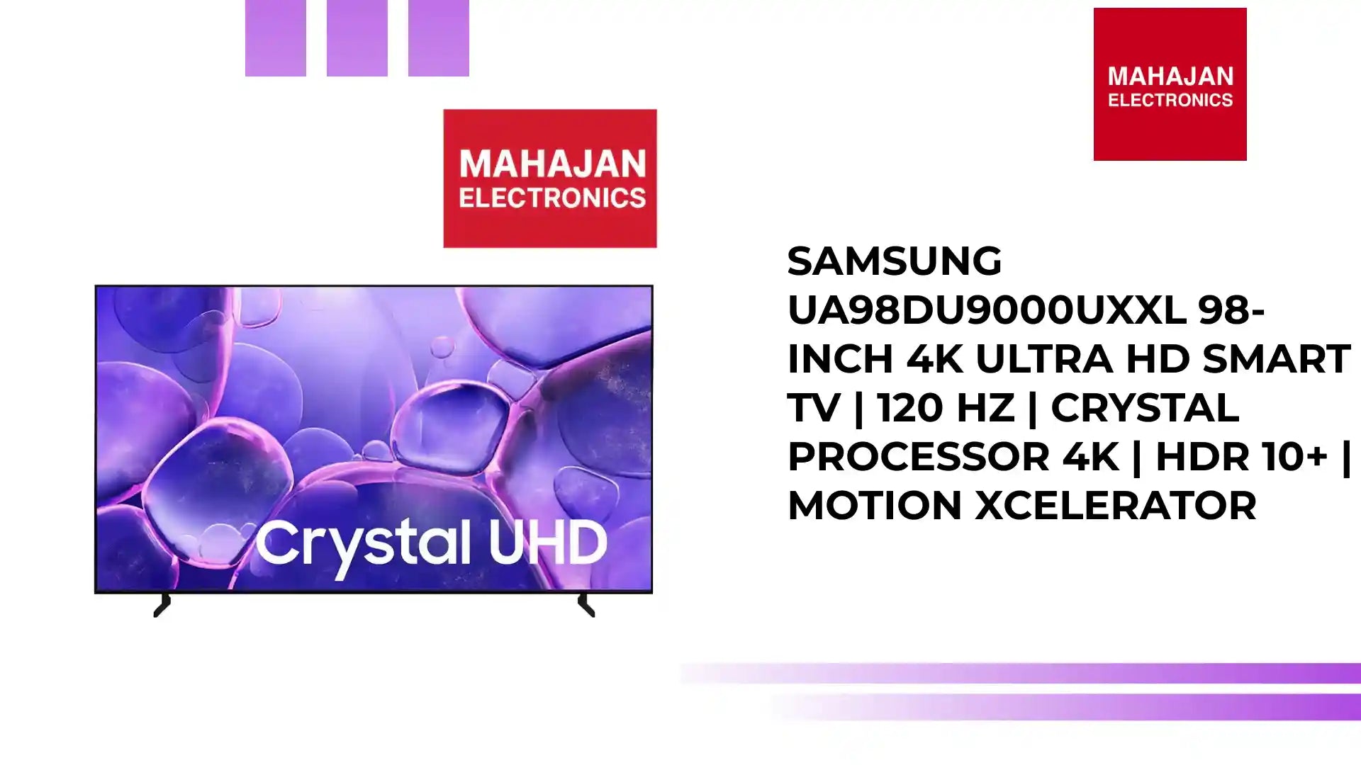 Samsung UA98DU9000UXXL 98-inch 4K Ultra HD Smart TV | 120 Hz | Crystal Processor 4K | HDR 10+ | Motion Xcelerator by@Outfy