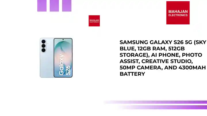 Samsung Galaxy S26 5G (Sky Blue, 12GB RAM, 512GB Storage), AI Phone, Photo Assist, Creative Studio, 50MP Camera, and 4300mAh Battery by@Outfy
