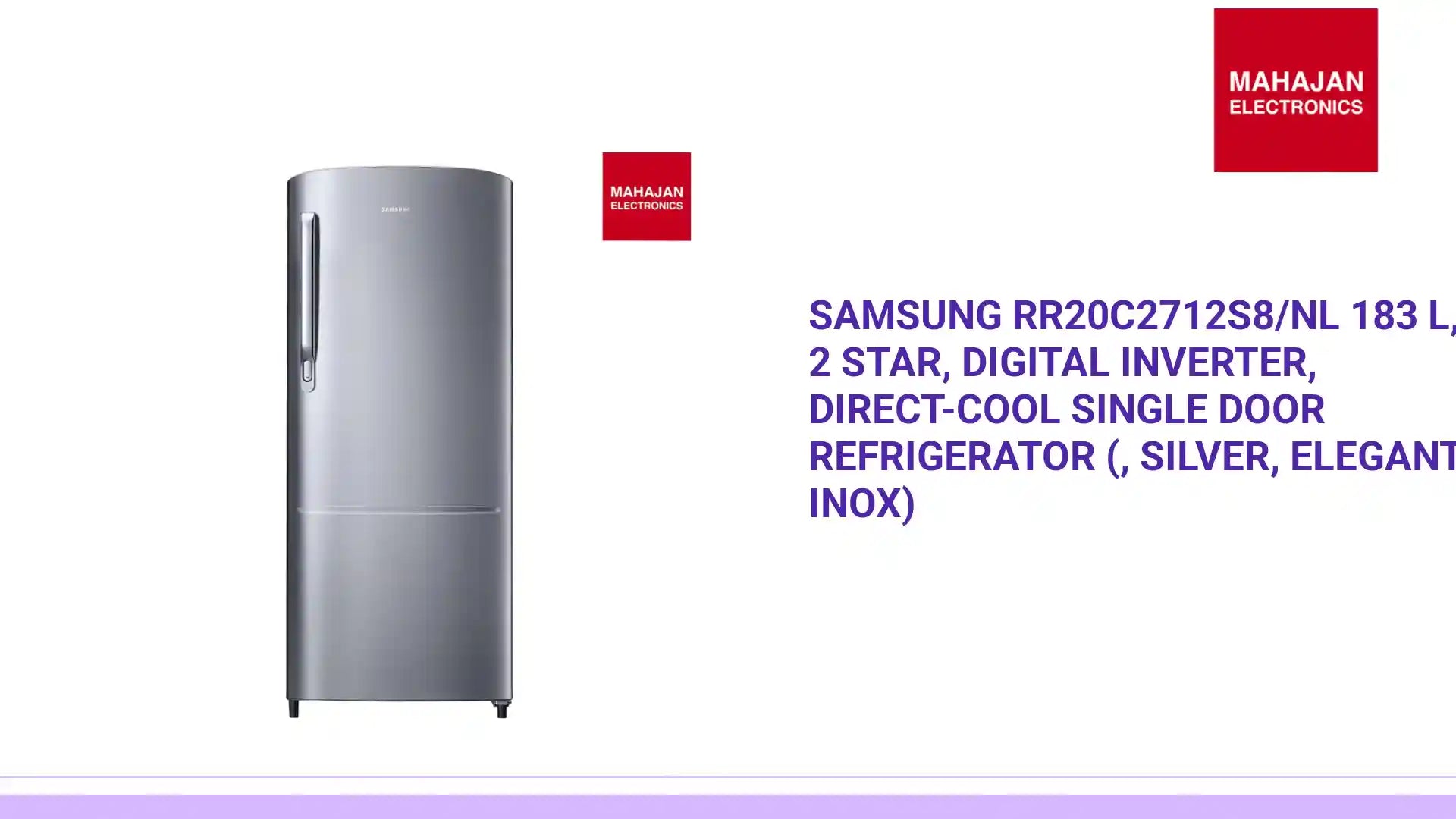 Samsung RR20C2712S8/NL 183 L, 2 Star, Digital Inverter, Direct-Cool Single Door Refrigerator (, Silver, Elegant Inox) by@Outfy