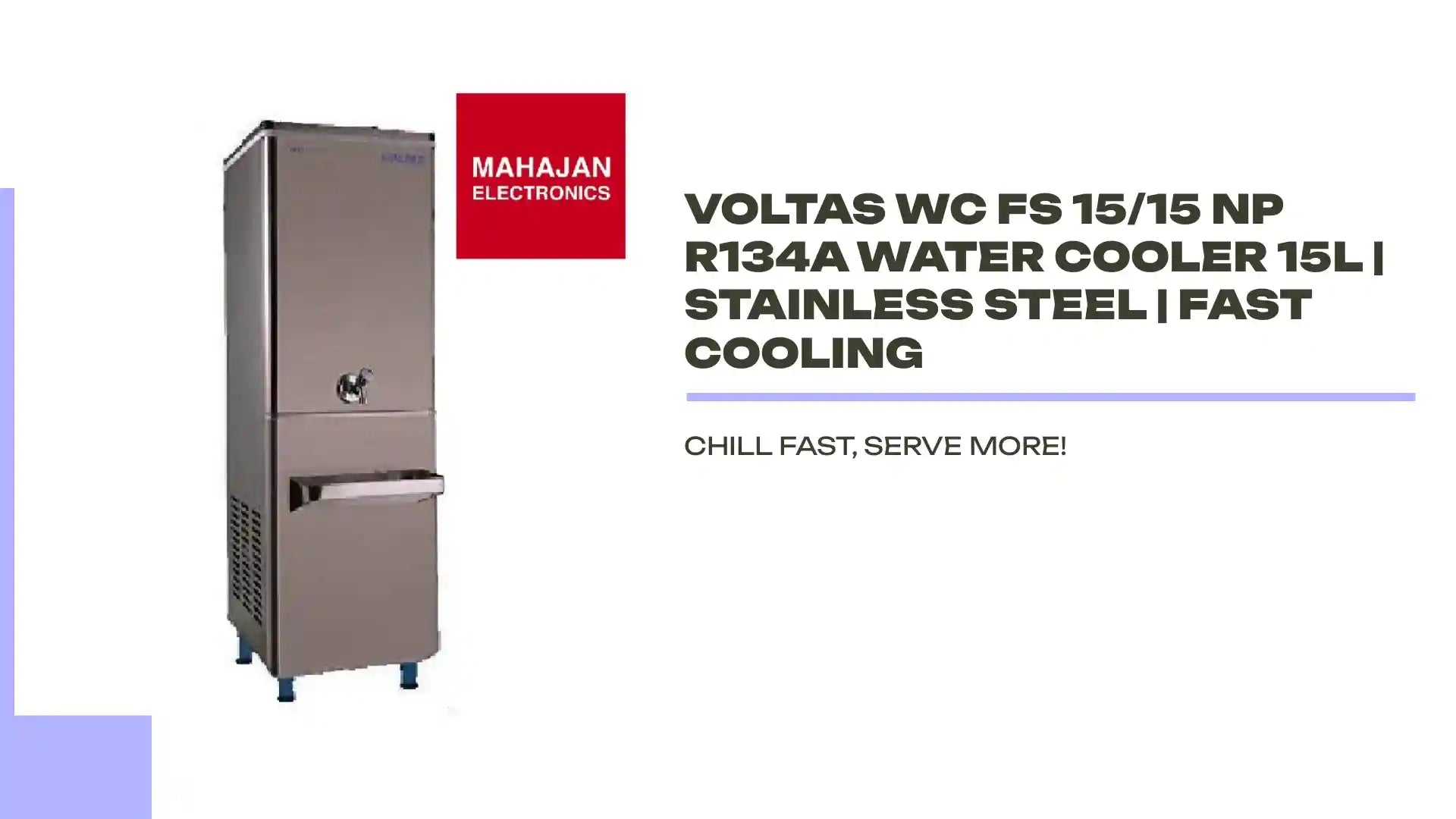 Voltas WC FS 15/15 NP R134a Water Cooler 15L | Stainless Steel | Fast Cooling by@Outfy