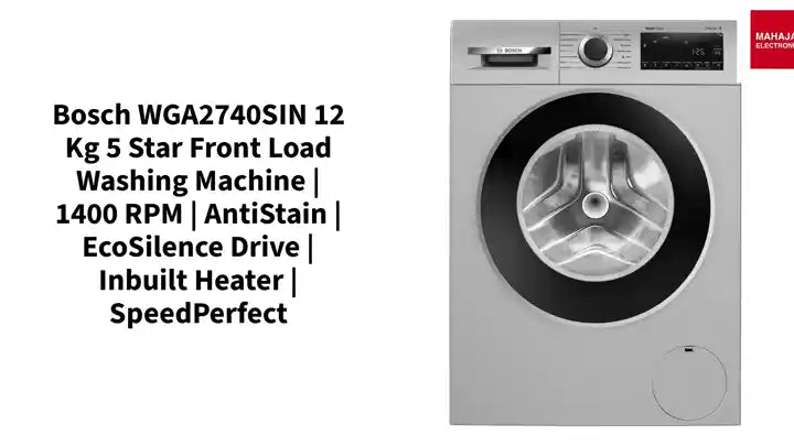 Bosch WGA2740SIN 12 Kg 5 Star Front Load Washing Machine | 1400 RPM | AntiStain | EcoSilence Drive | Inbuilt Heater | SpeedPerfect by@Outfy