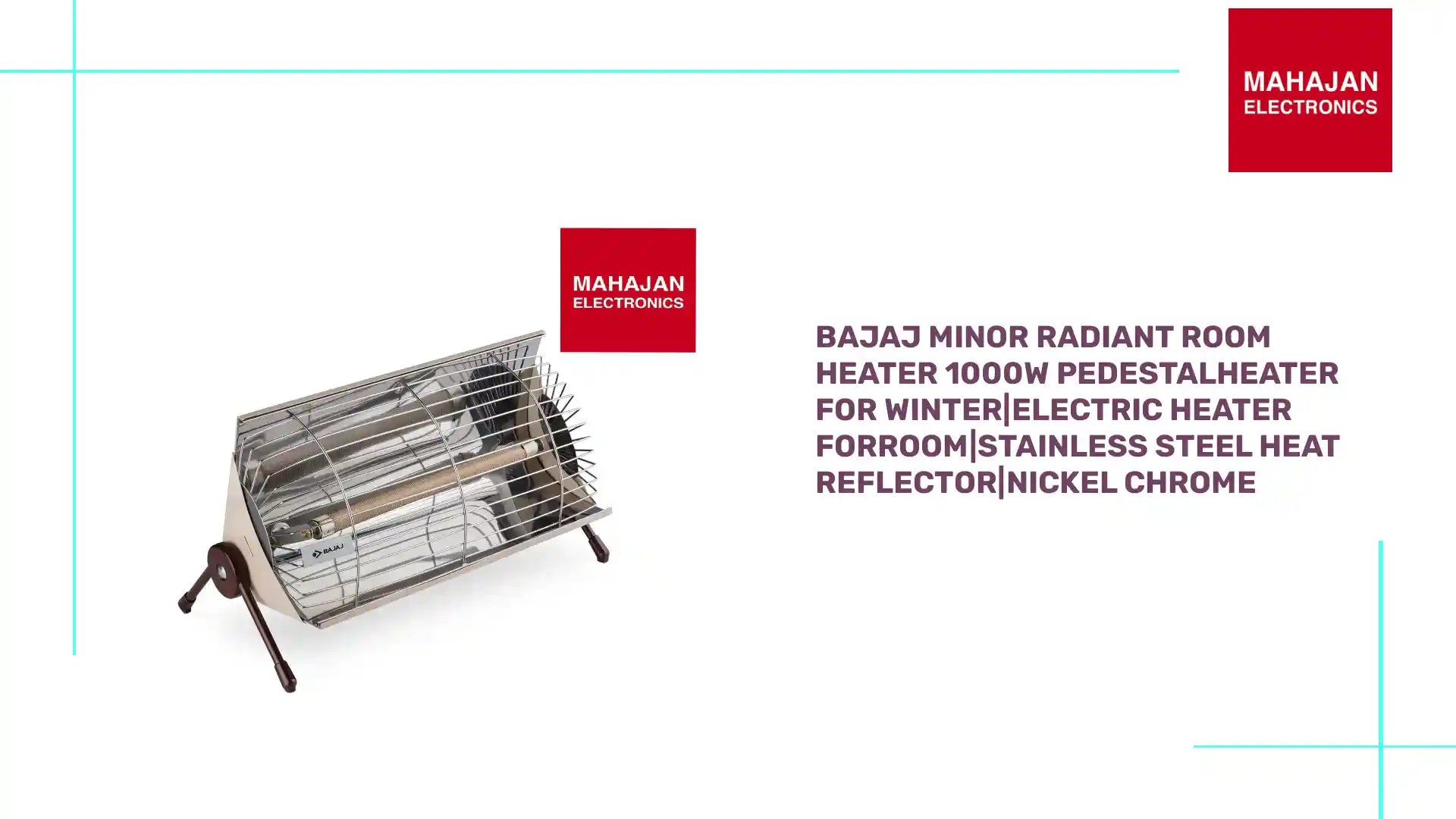 Bajaj Minor Radiant Room Heater 1000W PedestalHeater For Winter|Electric Heater ForRoom|Stainless Steel Heat Reflector|Nickel Chrome by@Outfy