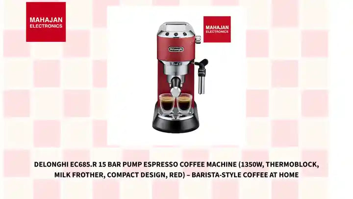 DeLonghi EC685.R 15 Bar Pump Espresso Coffee Machine (1350W, Thermoblock, Milk Frother, Compact Design, Red) – Barista-Style Coffee at Home by@Outfy