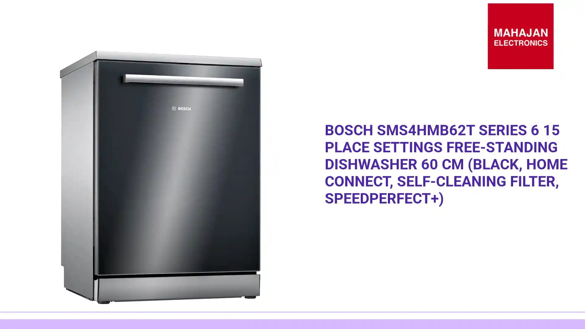 Bosch SMS4HMB62T Series 6 15 Place Settings Free-Standing Dishwasher 60 cm (Black, Home Connect, Self-Cleaning Filter, SpeedPerfect+) by@Outfy