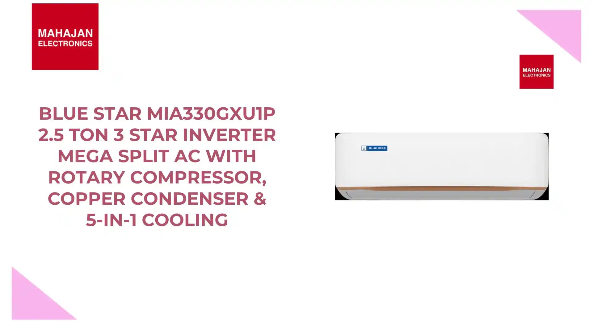 Blue Star MIA330GXU1P 2.5 Ton 3 Star Inverter Mega Split AC with Rotary Compressor, Copper Condenser & 5-in-1 Cooling by@Outfy