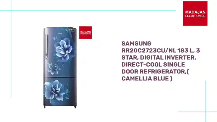 Samsung RR20C2723CU/NL 183 L, 3 Star, Digital Inverter, Direct-Cool Single Door Refrigerator,( Camellia Blue ) by@Outfy