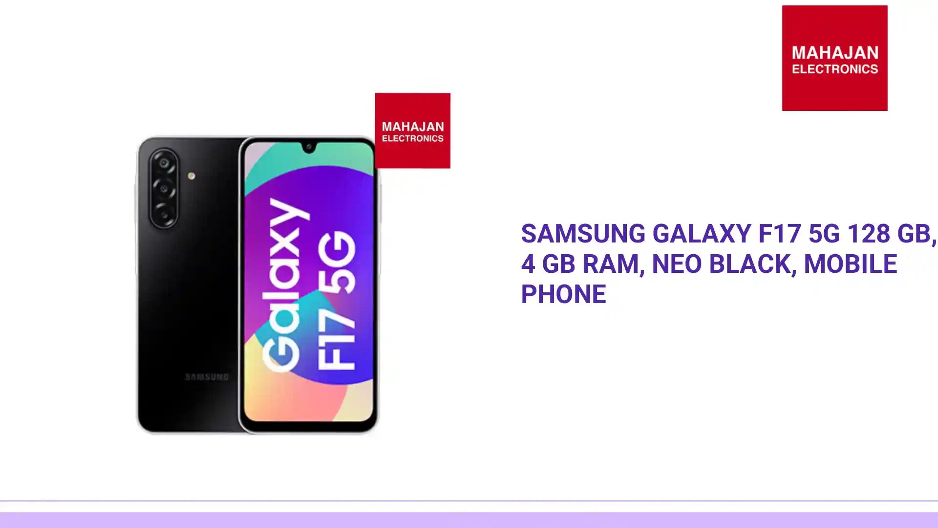 Samsung Galaxy F17 5G 128 GB, 4 GB RAM, Neo Black, Mobile Phone by@Outfy