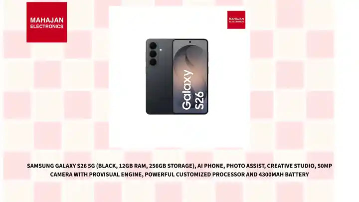 Samsung Galaxy S26 5G (Black, 12GB RAM, 256GB Storage), AI Phone, Photo Assist, Creative Studio, 50MP Camera with ProVisual Engine, Powerful Customized Processor and 4300mAh Battery by@Outfy