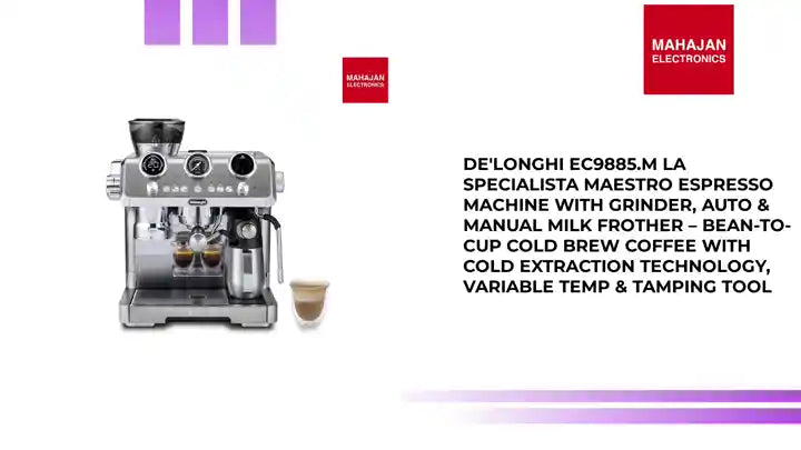 De'Longhi EC9885.M La Specialista Maestro Espresso Machine with Grinder, Auto & Manual Milk Frother – Bean-to-Cup Cold Brew Coffee with Cold Extraction Technology, Variable Temp & Tamping Tool by@Outfy