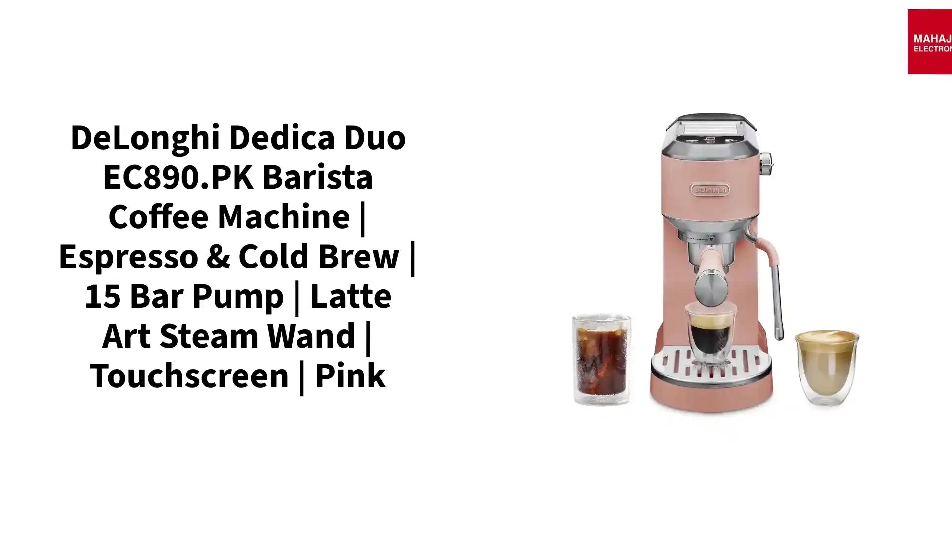 DeLonghi Dedica Duo EC890.PK Barista Coffee Machine | Espresso & Cold Brew | 15 Bar Pump | Latte Art Steam Wand | Touchscreen | Pink by@Outfy