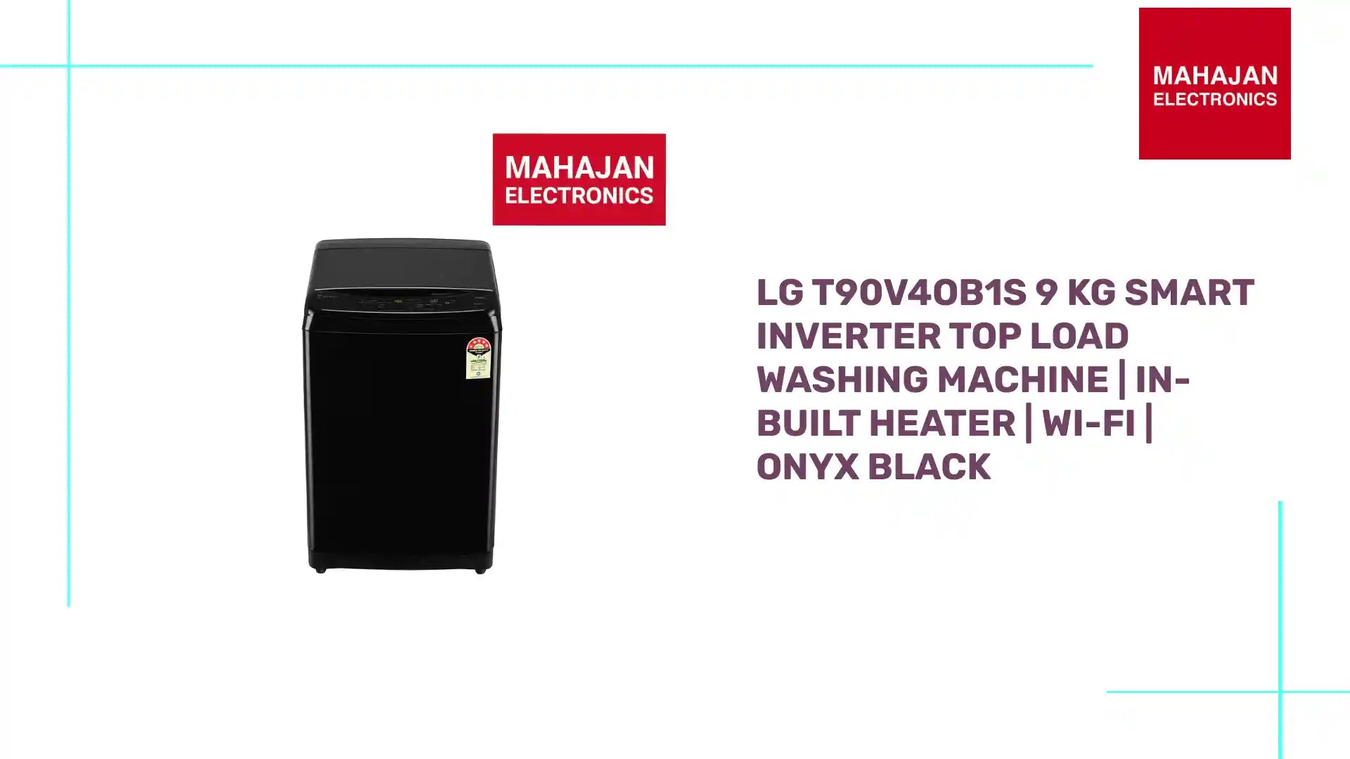 LG T90V4OB1S 9 Kg Smart Inverter Top Load Washing Machine | In-Built Heater | Wi-Fi | Onyx Black by@Outfy
