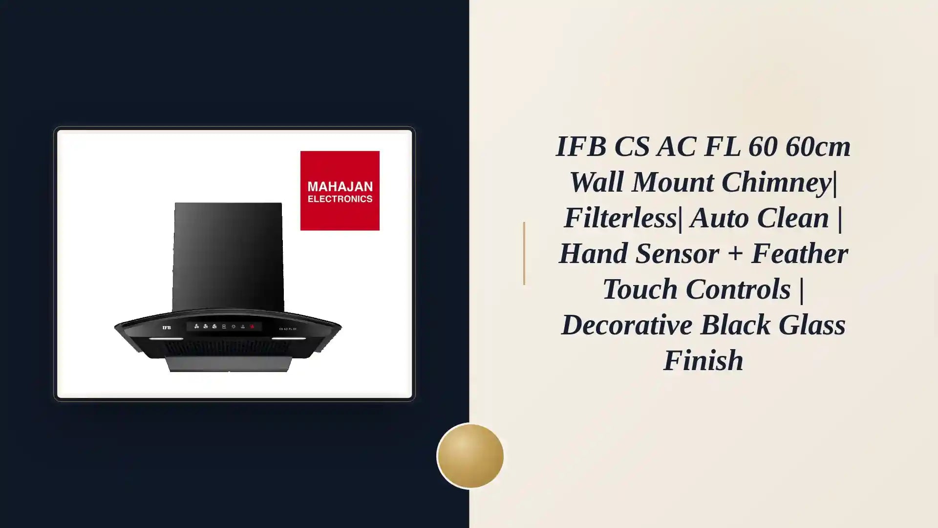 IFB CS AC FL 60 60cm Wall Mount Chimney| Filterless| Auto Clean | Hand Sensor + Feather Touch Controls | Decorative Black Glass Finish by@Outfy