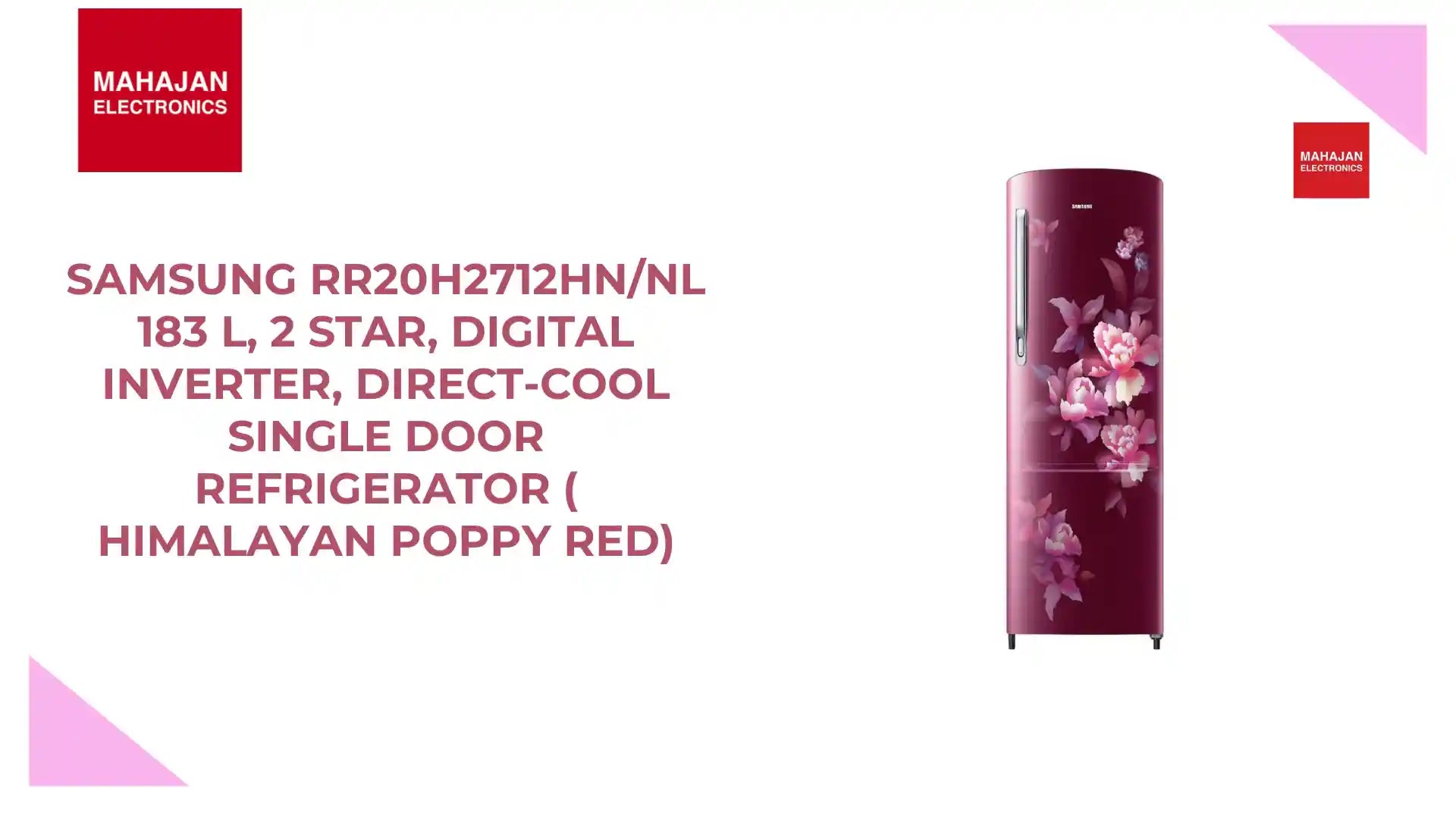 Samsung RR20H2712HN/NL 183 L, 2 Star, Digital Inverter, Direct-Cool Single Door Refrigerator ( Himalayan Poppy Red) by@Outfy
