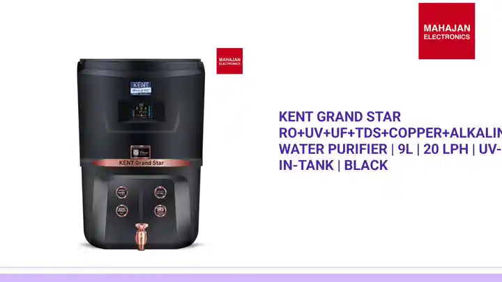 KENT Grand Star RO+UV+UF+TDS+Copper+Alkaline Water Purifier | 9L | 20 LPH | UV-in-Tank | Black by@Outfy
