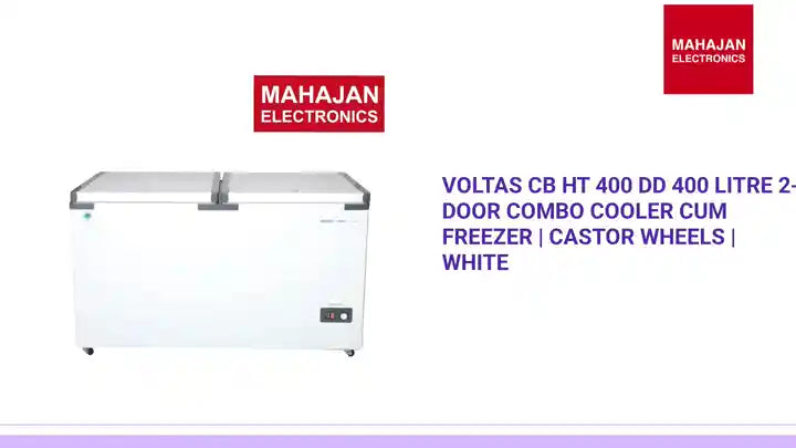 Voltas CB HT 400 DD 400 Litre 2-Door Combo Cooler Cum Freezer | Castor Wheels | White by@Outfy