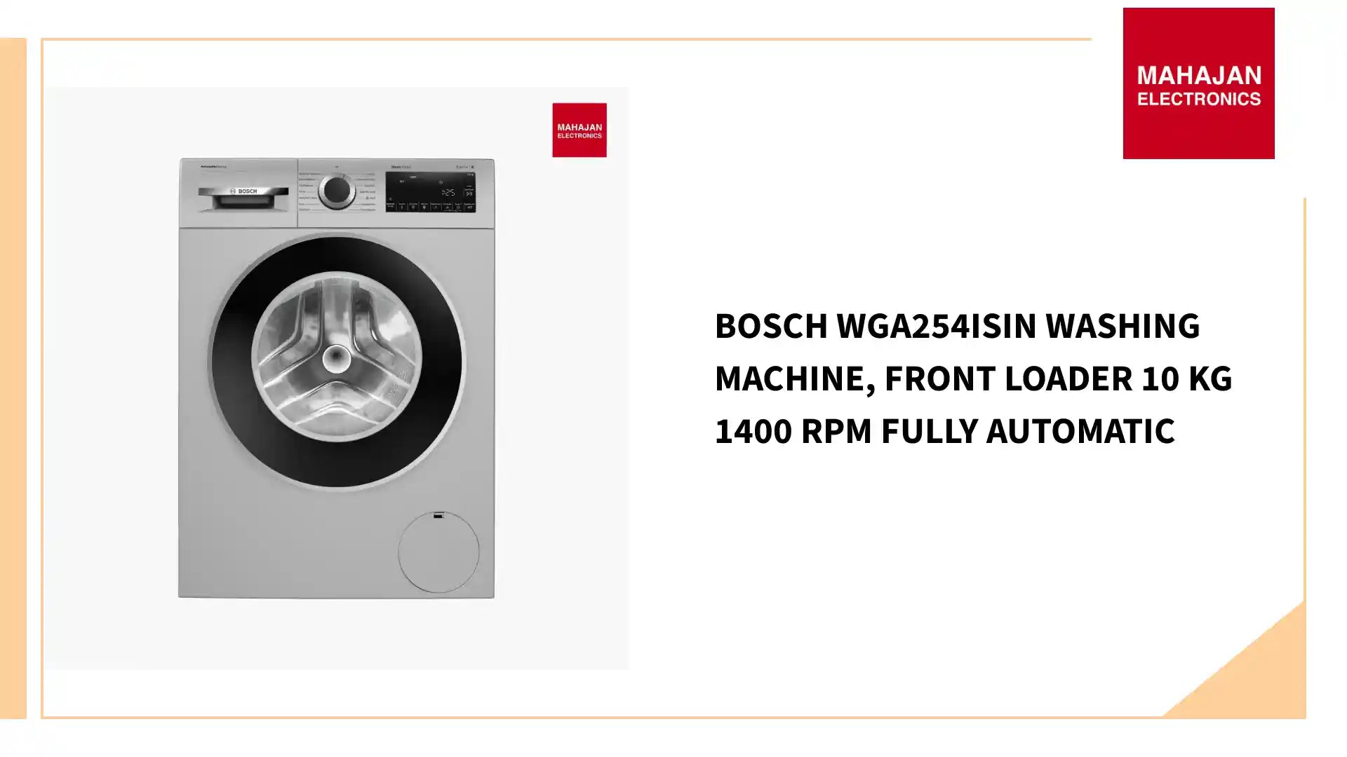 Bosch WGA254ISIN washing machine, front loader 10 kg 1400 rpm Fully Automatic by@Outfy