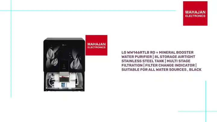 LG WW146RTLB RO + Mineral Booster Water Purifier | 8L Storage Airtight Stainless Steel Tank | Multi Stage Filtration | Filter Change Indicator | Suitable for All Water Sources , Black by@Outfy