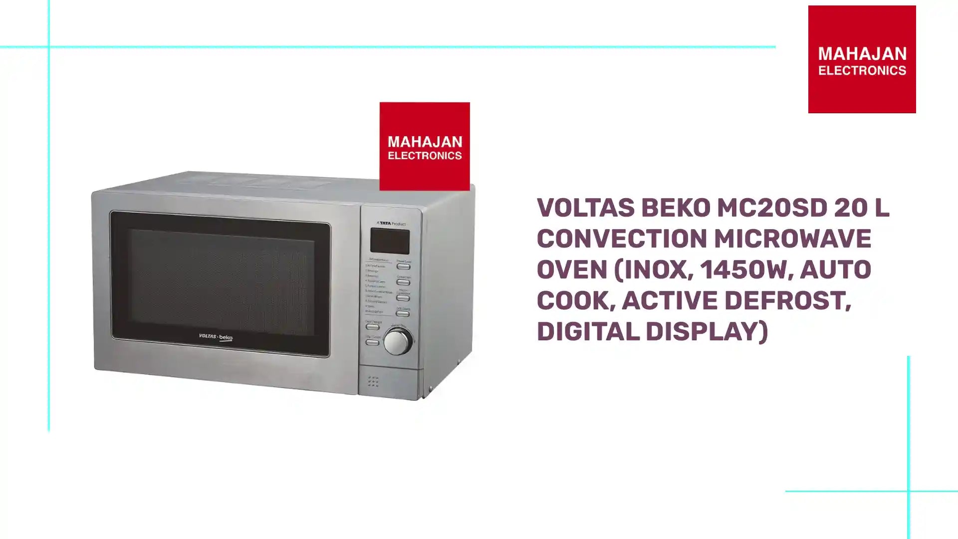 Voltas Beko MC20SD 20 L Convection Microwave Oven (Inox, 1450W, Auto Cook, Active Defrost, Digital Display) by@Outfy