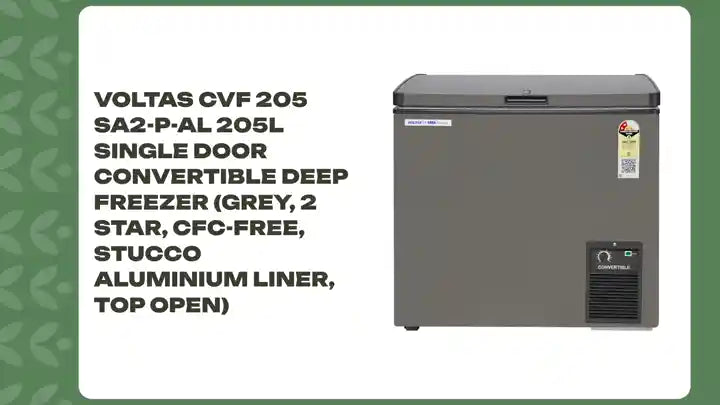 Voltas CVF 205 SA2-P-AL 205L Single Door Convertible Deep Freezer (Grey, 2 Star, CFC-Free, Stucco Aluminium Liner, Top Open) by@Outfy