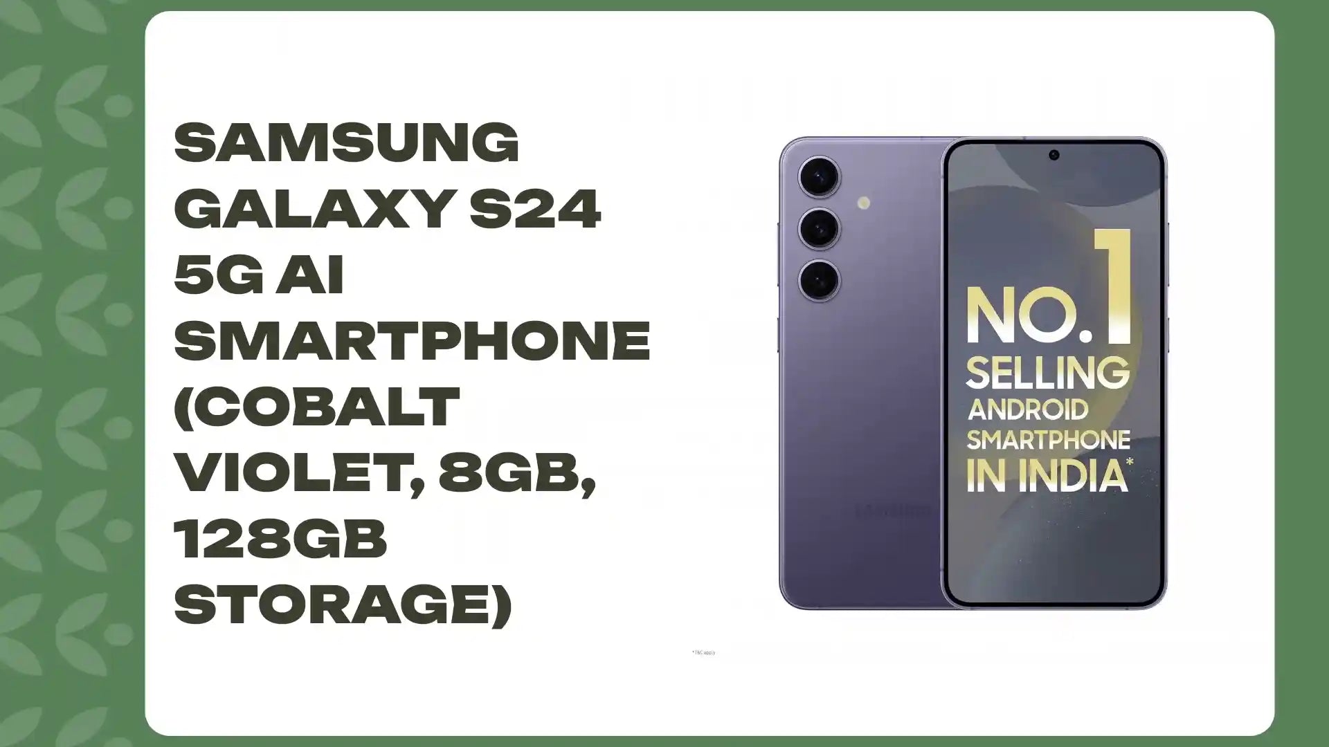 Samsung Galaxy S24 5G AI Smartphone (Cobalt Violet, 8GB, 128GB Storage) by@Outfy
