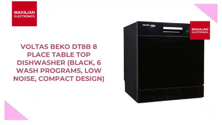 Voltas Beko DT8B 8 Place Table Top Dishwasher (Black, 6 Wash Programs, Low Noise, Compact Design) by@Outfy