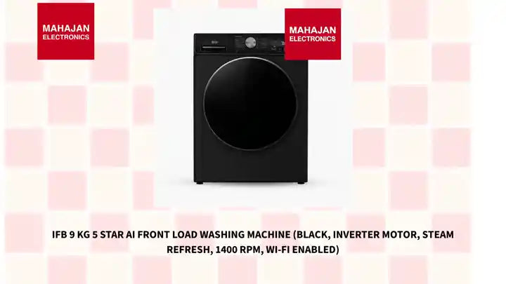 IFB 9 Kg 5 Star AI Front Load Washing Machine (Black, Inverter Motor, Steam Refresh, 1400 RPM, Wi-Fi Enabled) by@Outfy