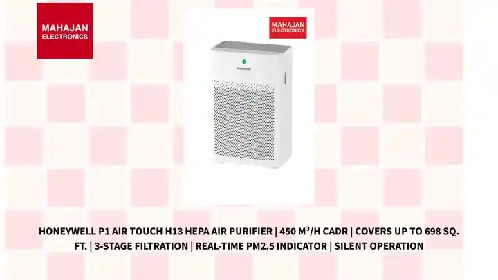 Honeywell P1 Air Touch H13 HEPA Air Purifier | 450 m³/h CADR | Covers Up to 698 Sq. Ft. | 3-Stage Filtration | Real-Time PM2.5 Indicator | Silent Operation by@Outfy