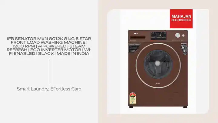 IFB Senator MXN 8012K 8 Kg 5 Star Front Load Washing Machine | 1200 RPM | AI Powered | Steam Refresh | Eco Inverter Motor | Wi-Fi Enabled | Black | Made in India by@Outfy