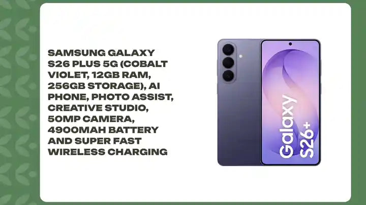 Samsung Galaxy S26 Plus 5G (Cobalt Violet, 12GB RAM, 256GB Storage), AI Phone, Photo Assist, Creative Studio, 50MP Camera, 4900mAh Battery and Super Fast Wireless Charging by@Outfy