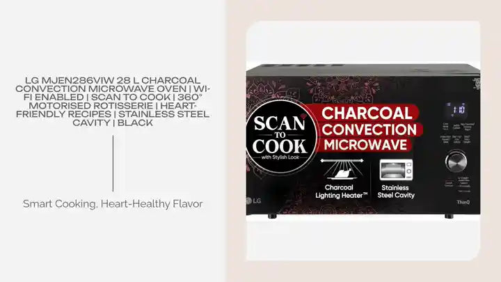 LG MJEN286VIW 28 L Charcoal Convection Microwave Oven | Wi-Fi Enabled | Scan to Cook | 360° Motorised Rotisserie | Heart-Friendly Recipes | Stainless Steel Cavity | Black by@Outfy