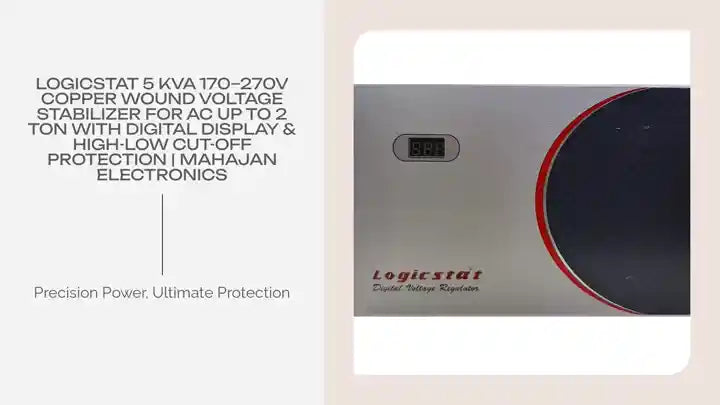 Logicstat 5 KVA 170–270V Copper Wound Voltage Stabilizer for AC up to 2 Ton with Digital Display & High-Low Cut-Off Protection | Mahajan Electronics by@Outfy
