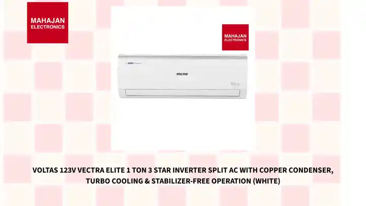 Voltas 123V Vectra Elite 1 Ton 3 Star Inverter Split AC with Copper Condenser, Turbo Cooling & Stabilizer-Free Operation (White) by@Outfy